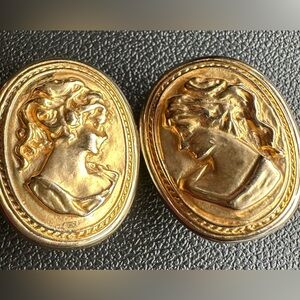Gold Cameo Earrings